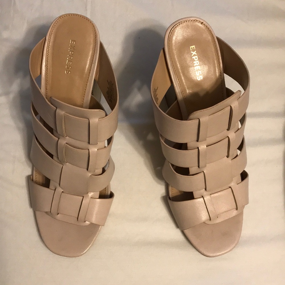Express cream colored heels. Gladiator style.
